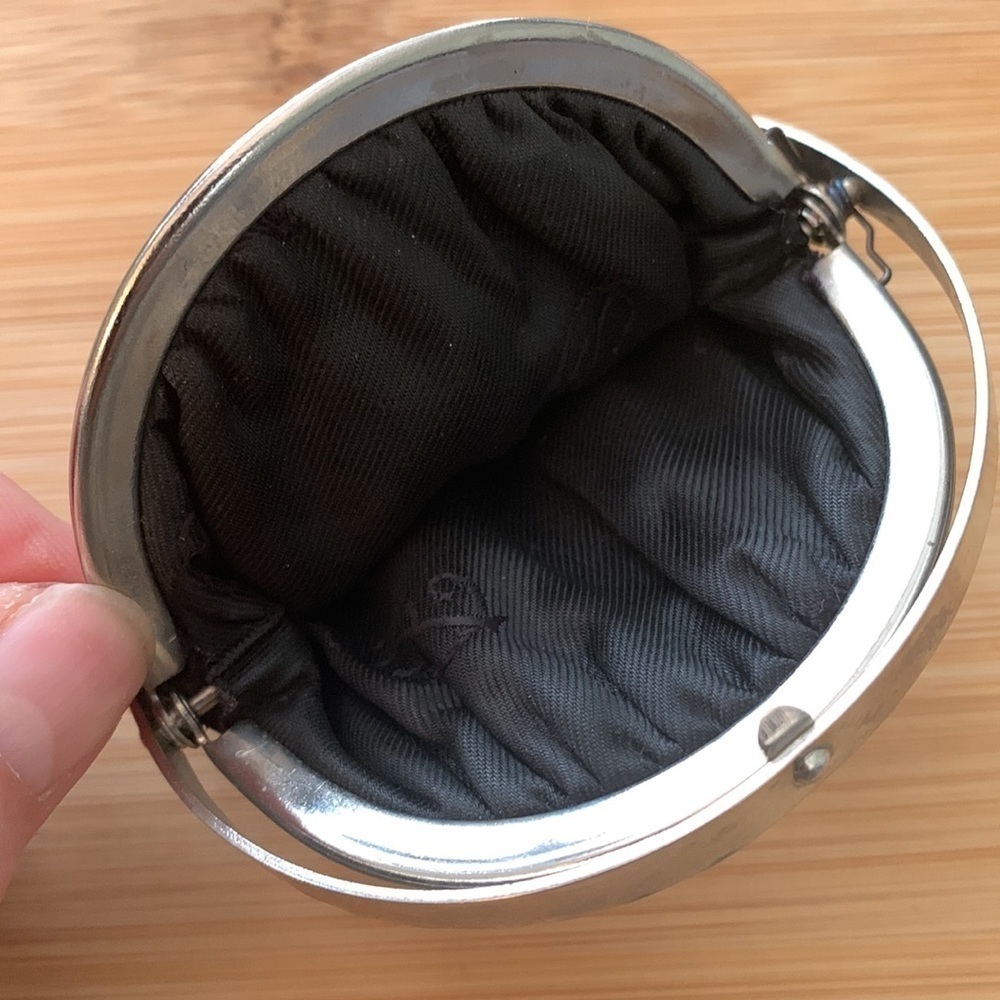 Cesare Piccini || Vintage Made in Italy Black Leather Silver Sphere Coin Purse - Picture 7 of 17